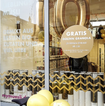 Cut-Kontur-Folierung – mymuesli Beispiel